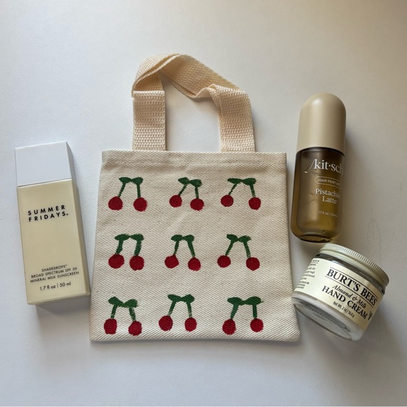 Handbags - 𐙚 Mini Cherry Hand Painted Tote Bag 🍒